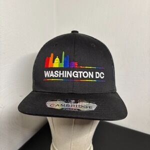 Washington DC Rainbow Skyline Snapback Hat Pride Threads Black Cap NWOT Unisex